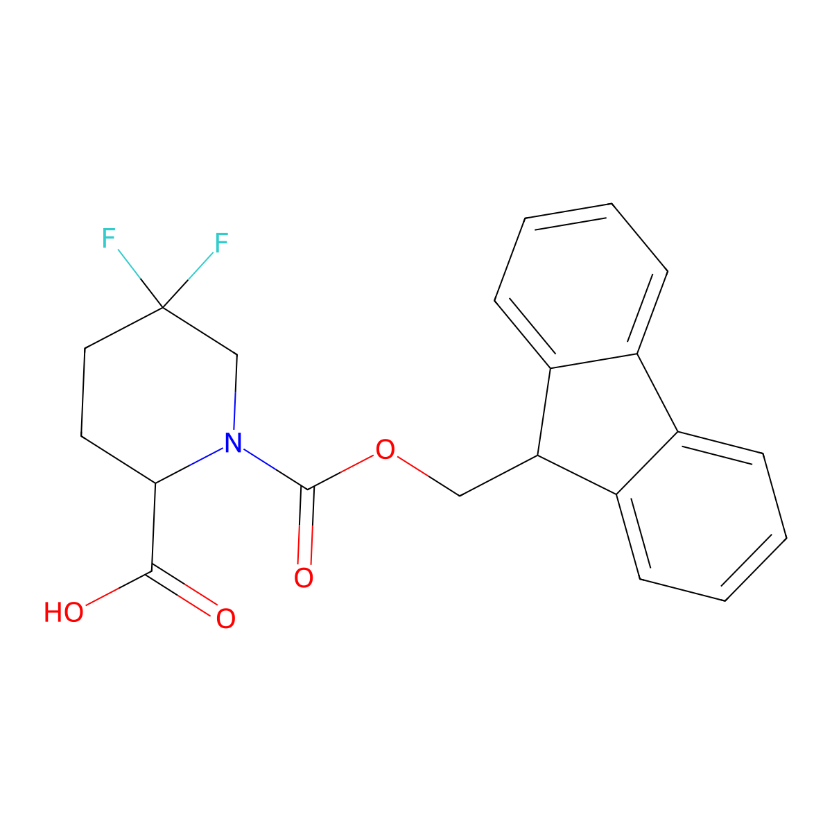 1-{[(9H-fluoren-9-yl)methoxy]carbonyl}-5,5-difluoropiperidine-2-carboxylic acid molecular structure, CAS 1255663-99-0