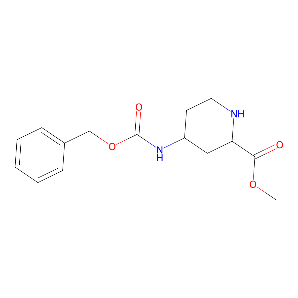 Methyl (2S,4S)-4-(benzyloxycarbonylamino)piperidine-2-carboxylate molecular structure, CAS 1255664-48-2