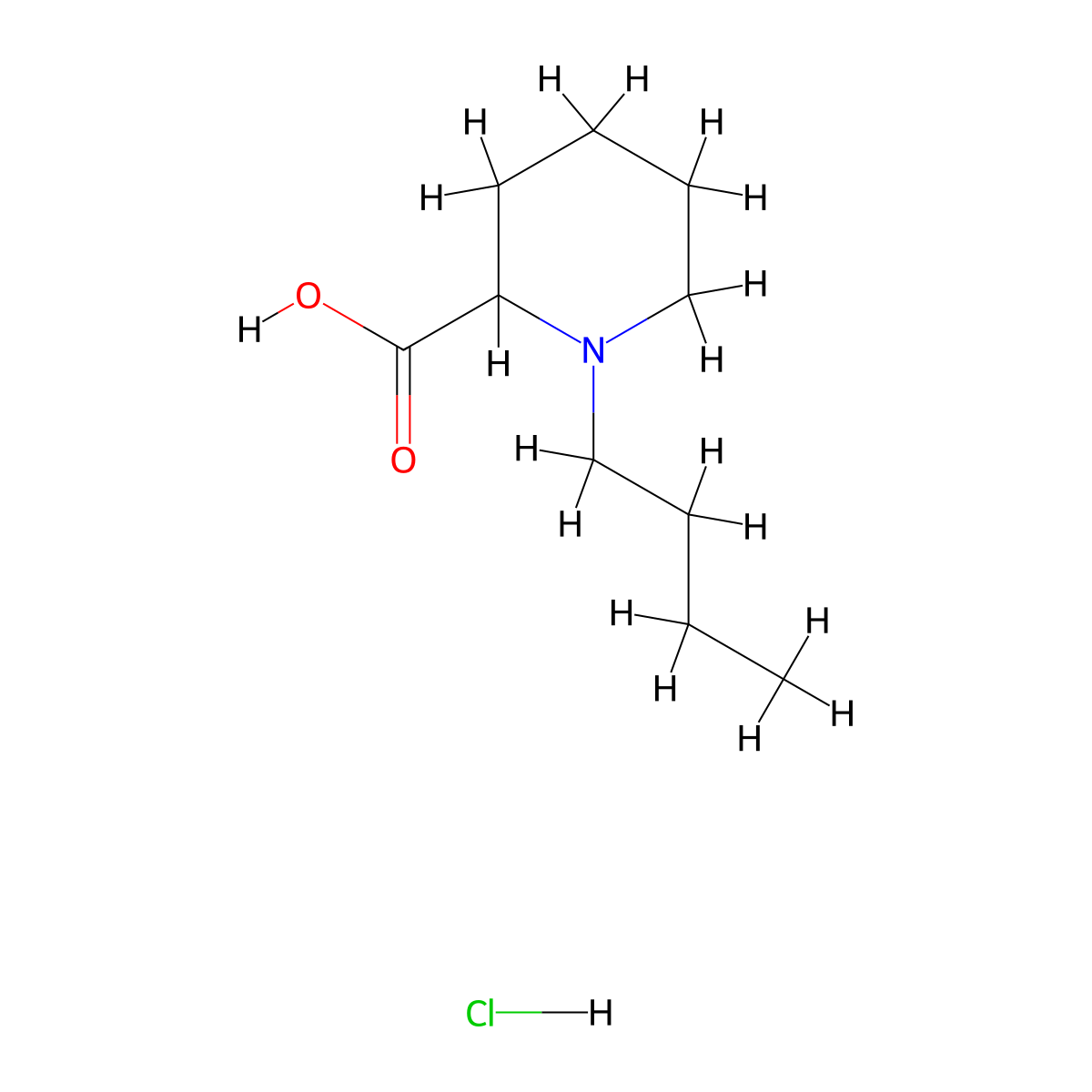 1-Butylpiperidine-2-carboxylic acid hydrochloride molecular structure, CAS 1255664-52-8