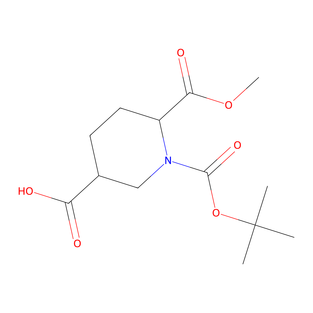 1-(Tert-butoxycarbonyl)-6-(methoxycarbonyl)piperidine-3-carboxylic acid molecular structure, CAS 1255664-88-0