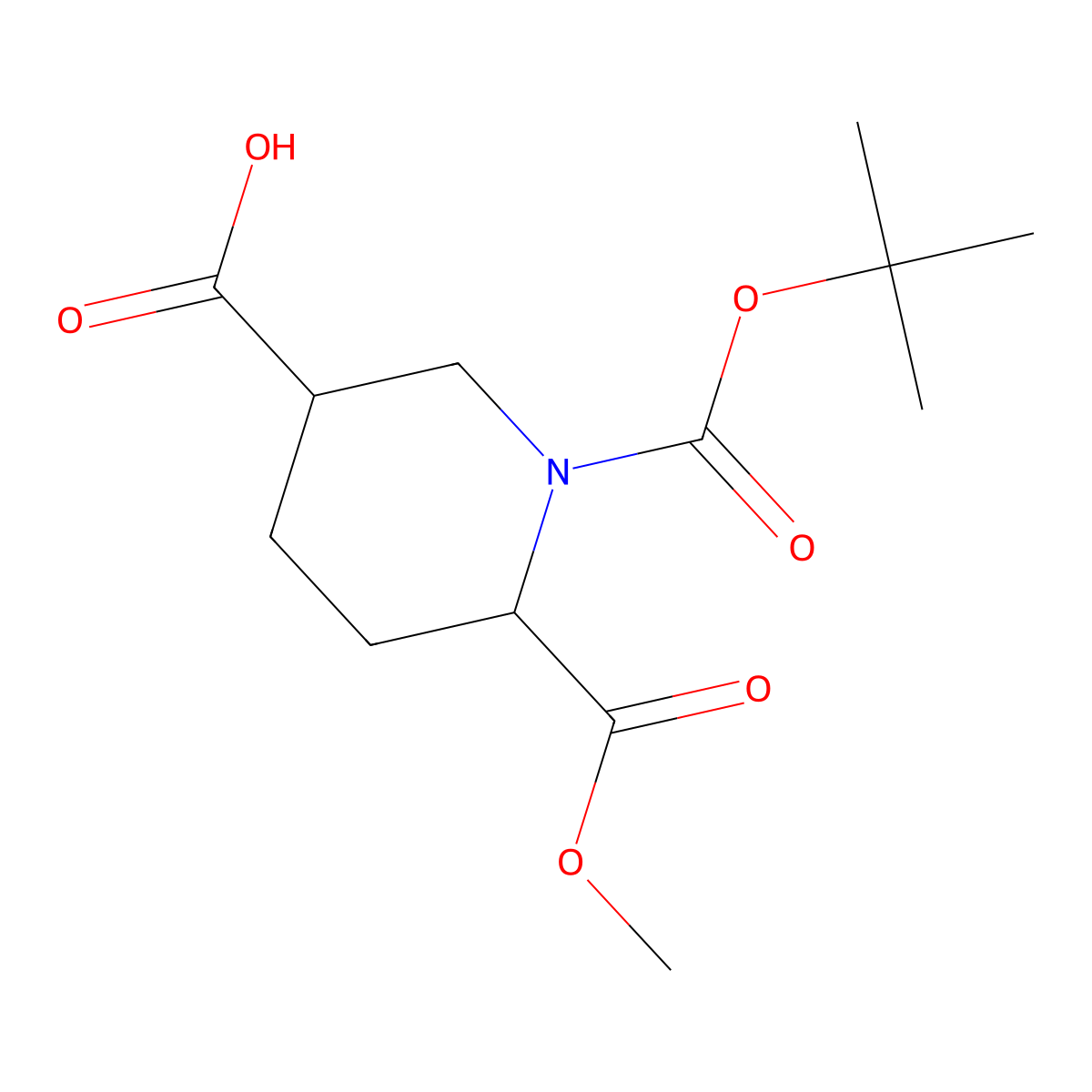 1-(Tert-butoxycarbonyl)-6-(methoxycarbonyl)piperidine-3-carboxylic acid molecular structure, CAS 1255664-88-0