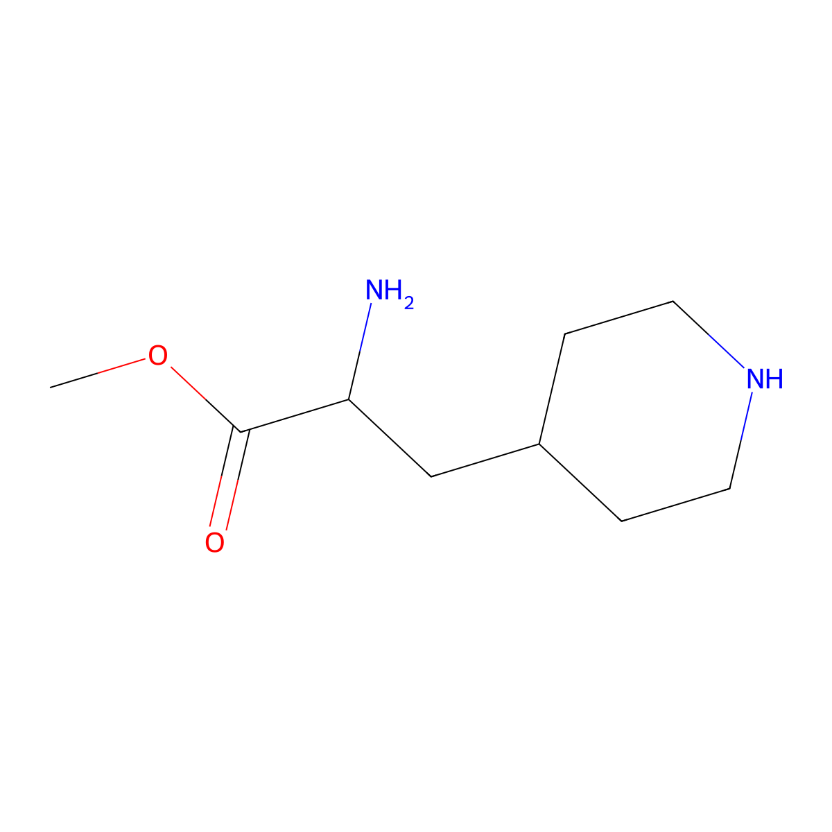 Methyl 2-amino-3-(piperidin-4-YL)propanoate molecular structure, CAS 1255666-04-6