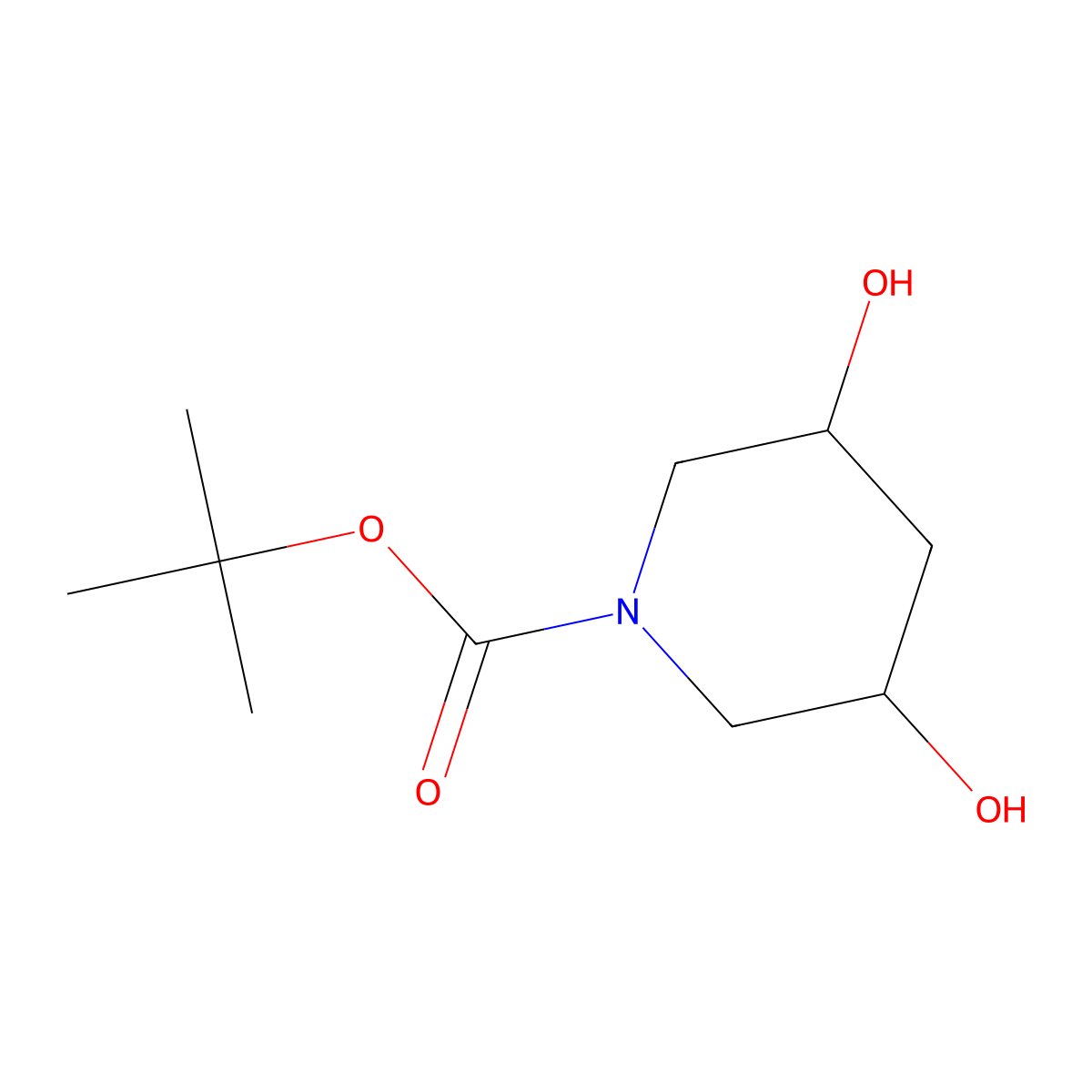 3,5-Dihydroxy-piperidine-1-carboxylic acid tert-butyl ester molecular structure, CAS 1255666-22-8