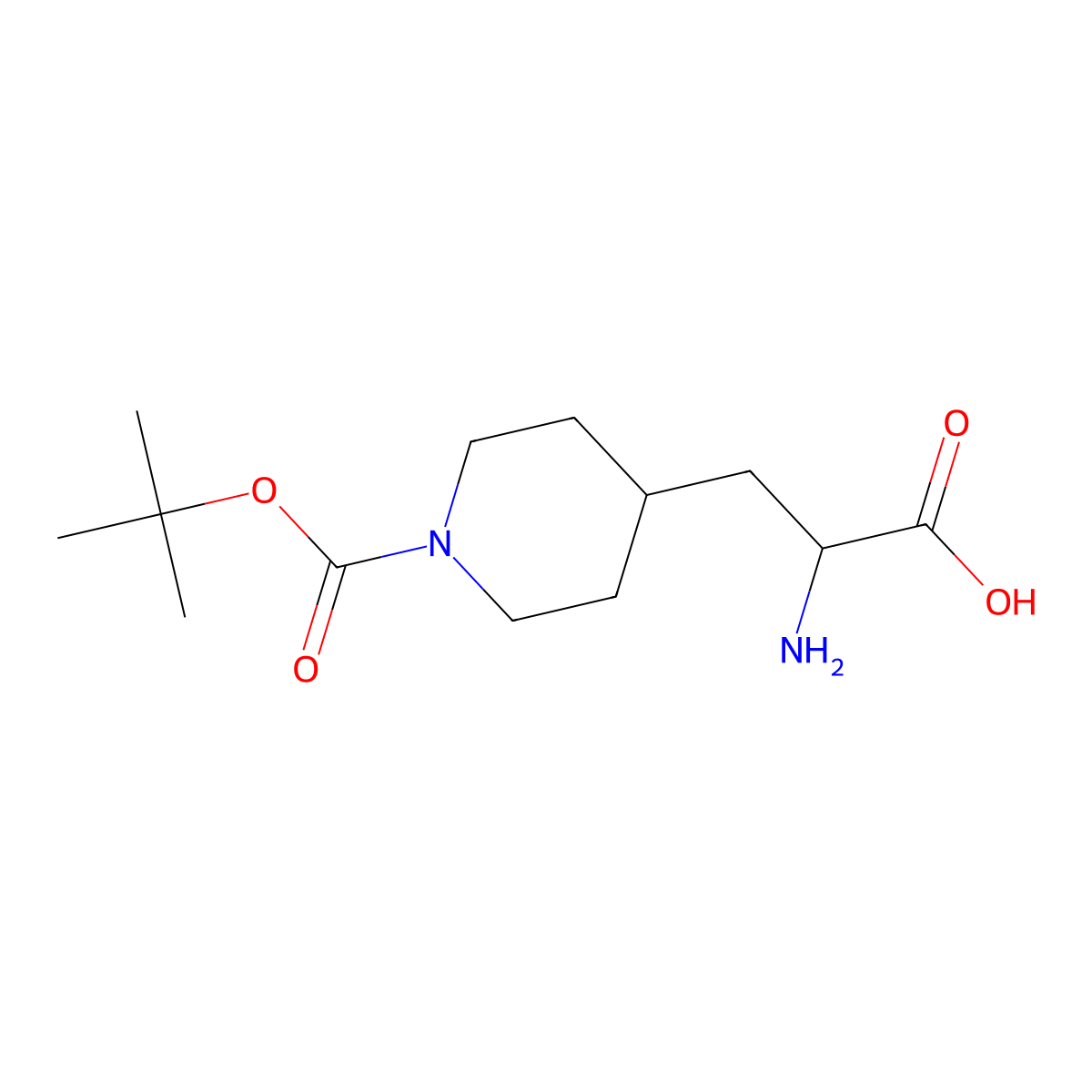 2-Amino-3-{1-[(tert-butoxy)carbonyl]piperidin-4-yl}propanoic acid molecular structure, CAS 1255666-24-0