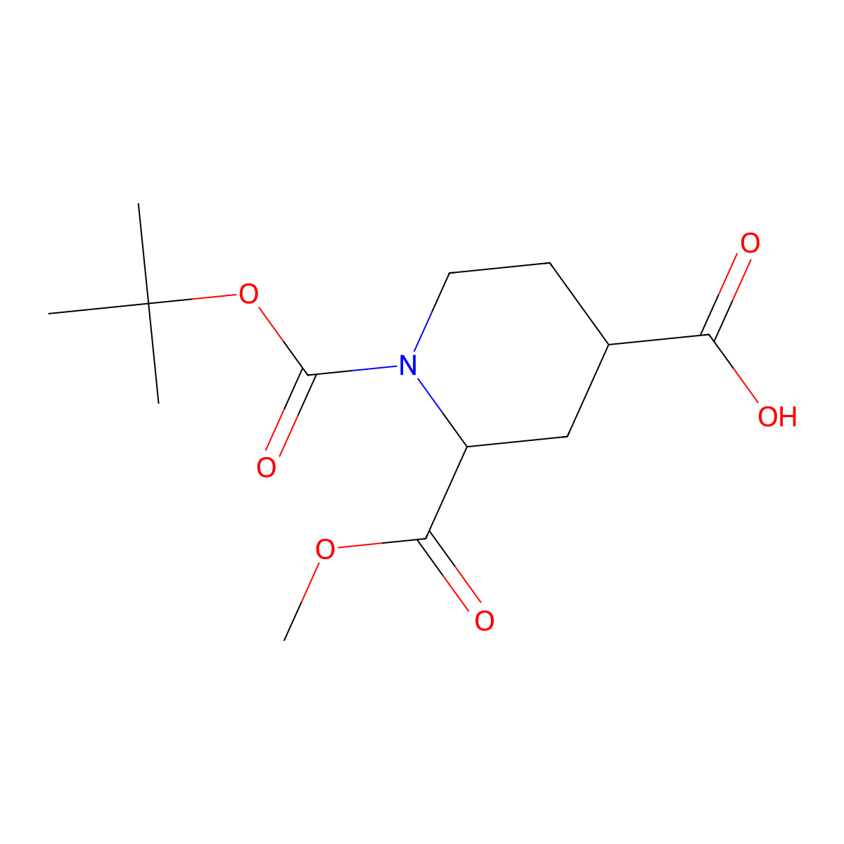 1-(Tert-butoxycarbonyl)-2-(methoxycarbonyl)piperidine-4-carboxylic acid molecular structure, CAS 1255666-29-5