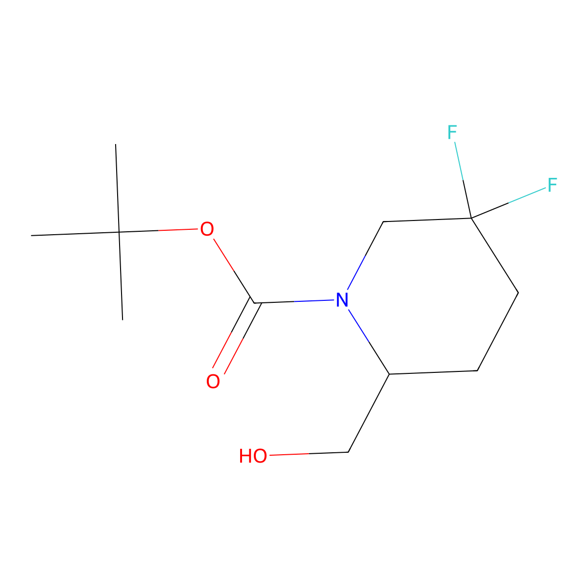 tert-Butyl 5,5-difluoro-2-(hydroxymethyl)piperidine-1-carboxylate molecular structure, CAS 1255666-39-7