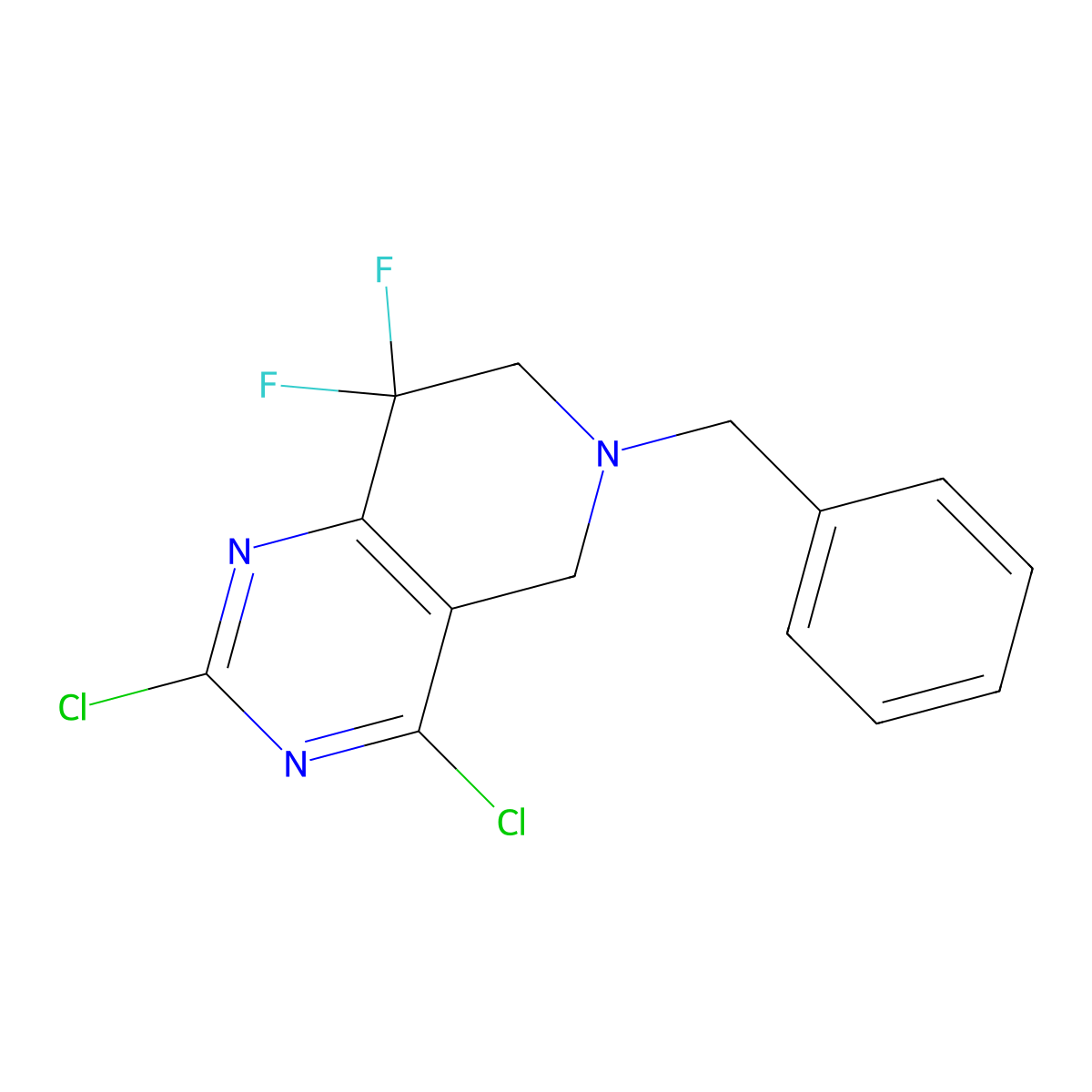 6-Benzyl-2,4-dichloro-8,8-difluoro-5,6,7,8-tetrahydropyrido[4,3-d]pyrimidine molecular structure, CAS 1255666-47-7