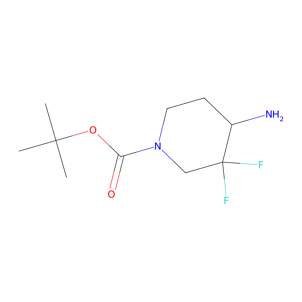 tert-Butyl 4-amino-3,3-difluoropiperidine-1-carboxylate molecular structure, CAS 1255666-48-8