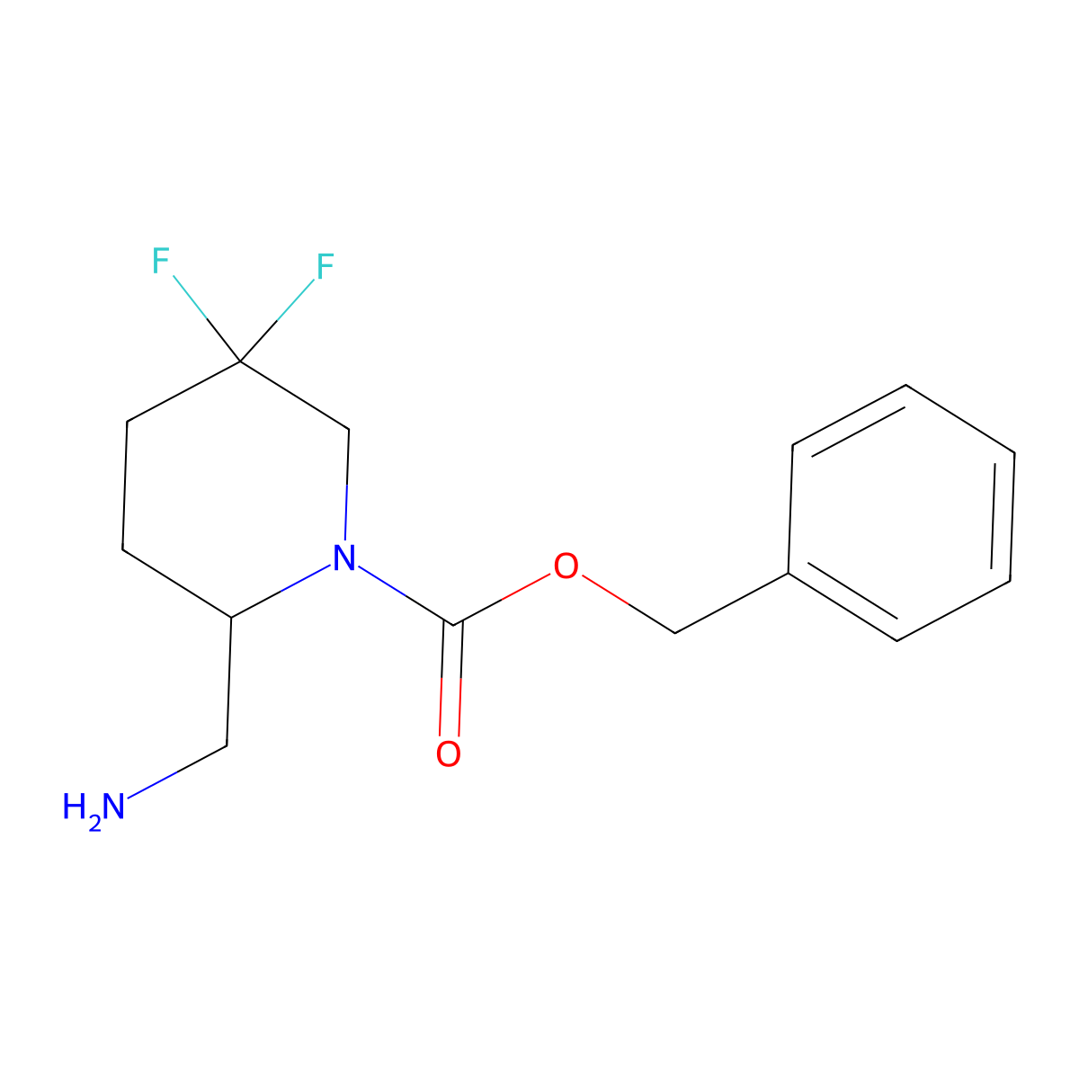 Benzyl 2-(aminomethyl)-5,5-difluoropiperidine-1-carboxylate molecular structure, CAS 1255666-54-6