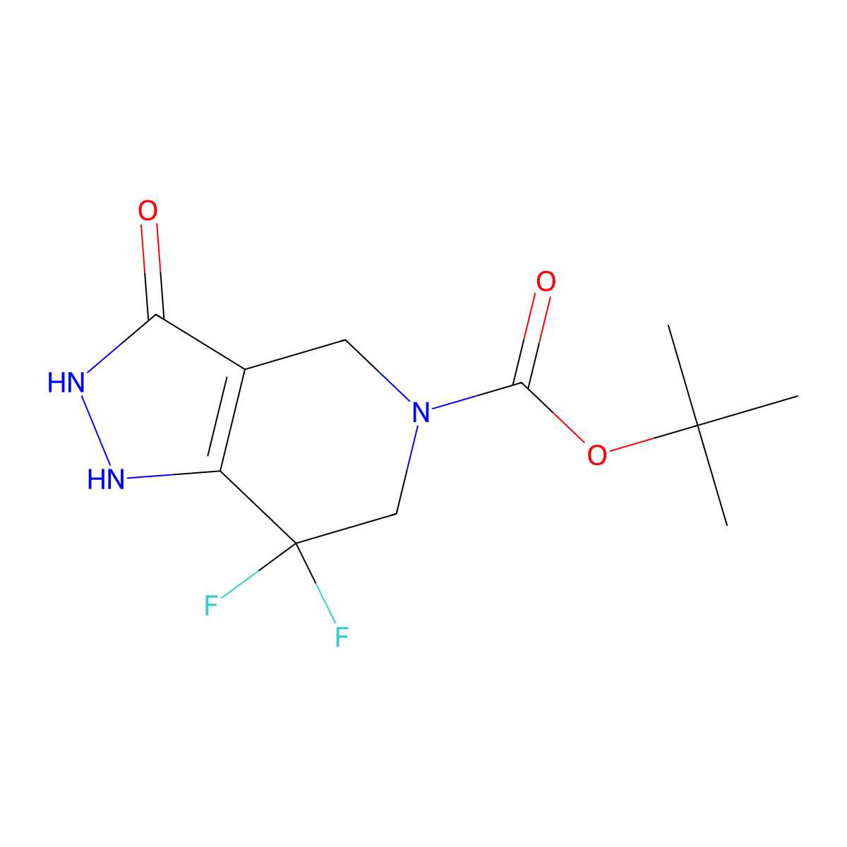 tert-butyl 7,7-difluoro-3-hydroxy-1H,4H,5H,6H,7H-pyrazolo[4,3-c]pyridine-5-carboxylate molecular structure, CAS 1255666-71-7