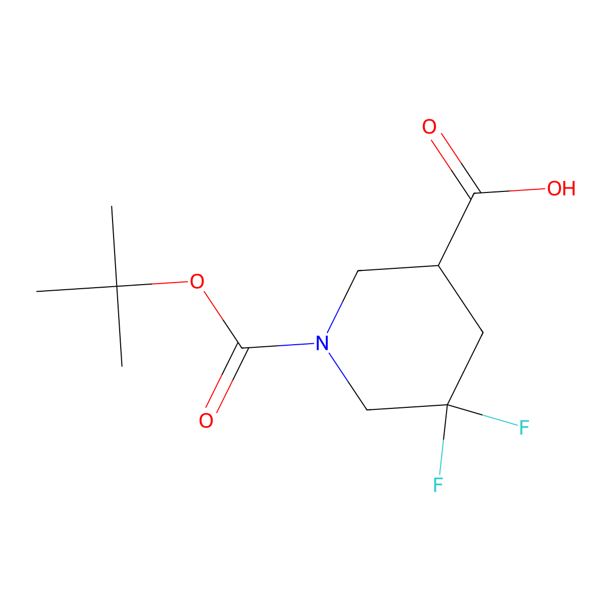 1-[(Tert-butoxy)carbonyl]-5,5-difluoropiperidine-3-carboxylic acid molecular structure, CAS 1255666-86-4
