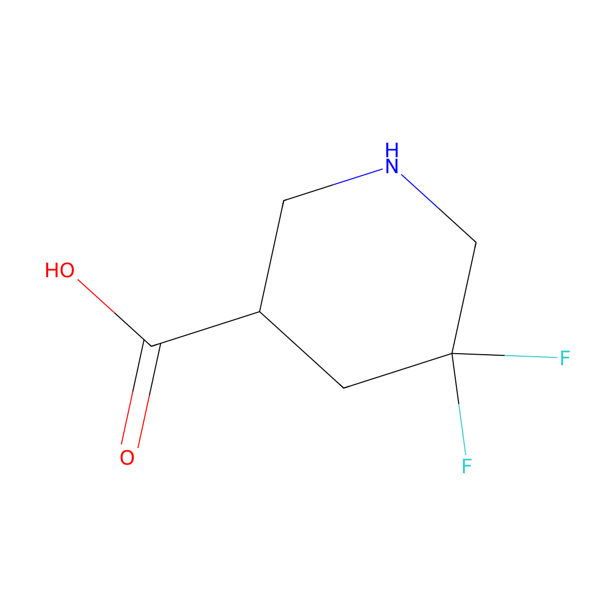 5,5-Difluoropiperidine-3-carboxylic acid molecular structure, CAS 1255666-96-6