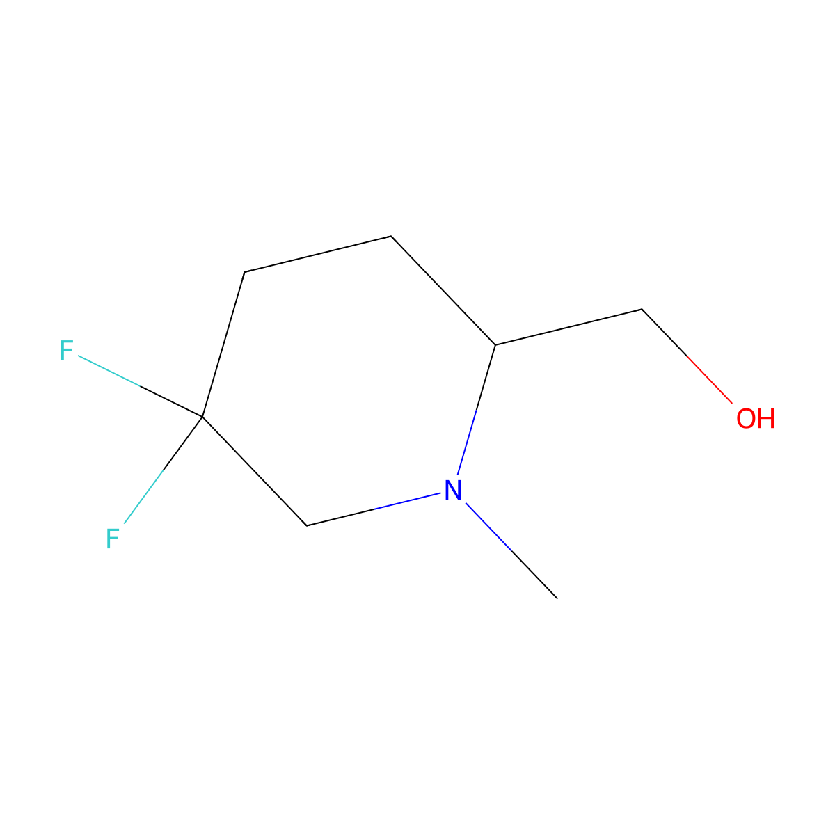(5,5-Difluoro-1-methylpiperidin-2-yl)methanol molecular structure, CAS 1255667-13-0