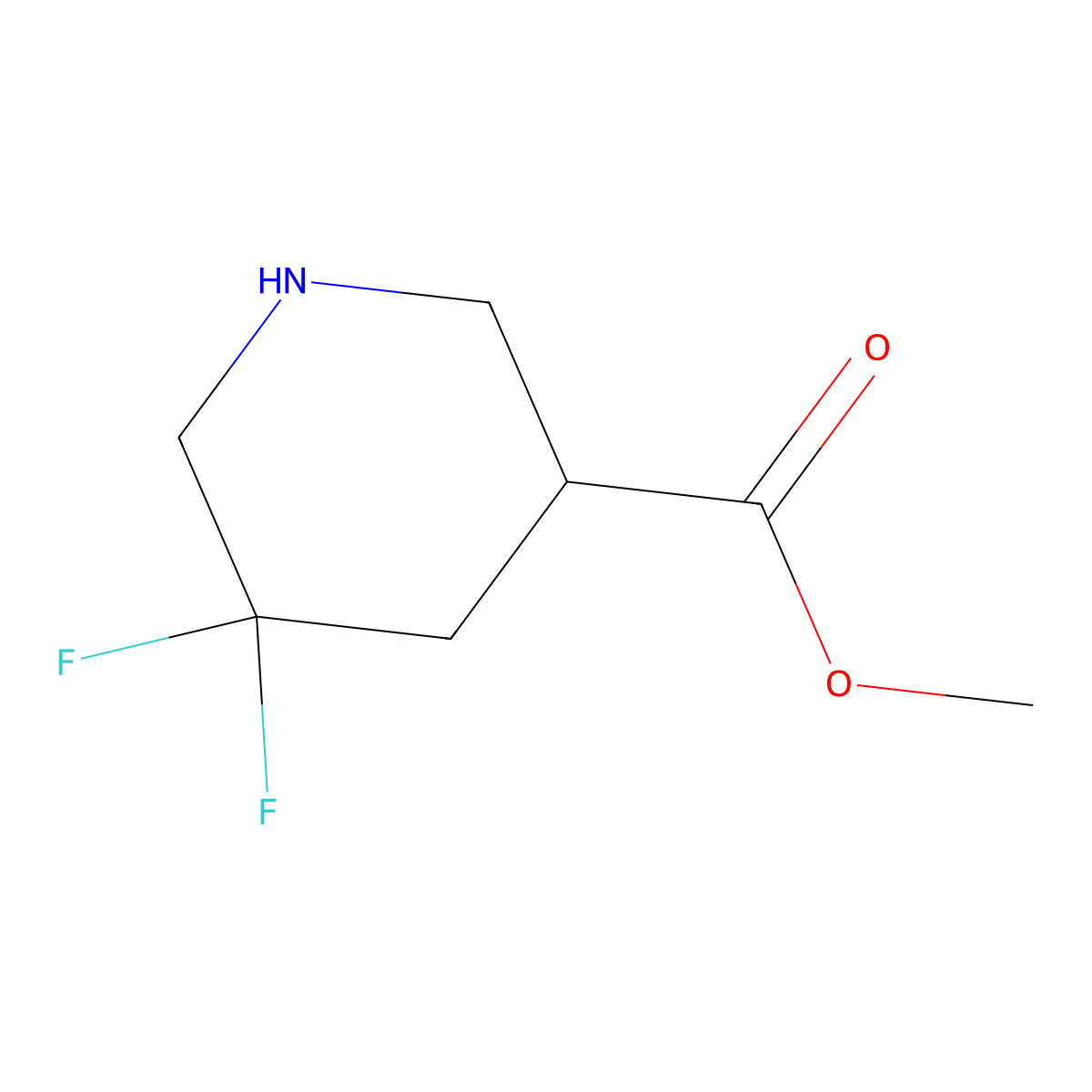 Methyl 5,5-difluoropiperidine-3-carboxylate molecular structure, CAS 1255667-31-2
