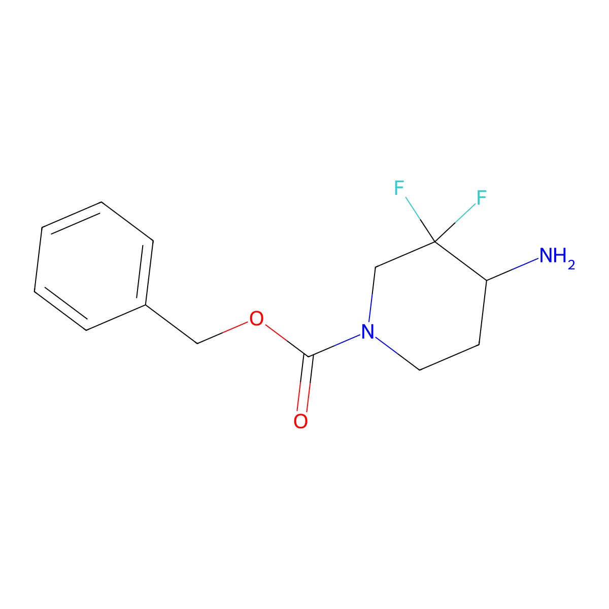 Benzyl 4-amino-3,3-difluoropiperidine-1-carboxylate molecular structure, CAS 1255667-38-9