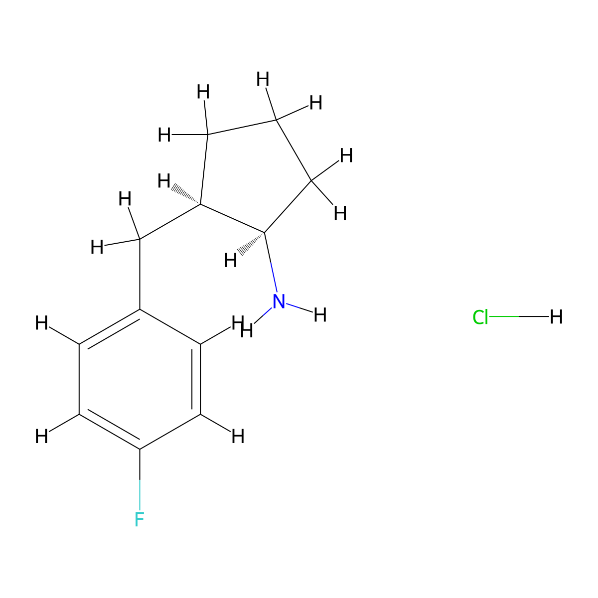 (1R,2R)-2-(4-Fluorobenzyl)cyclopentanamine hydrochloride molecular structure, CAS 1255705-12-4