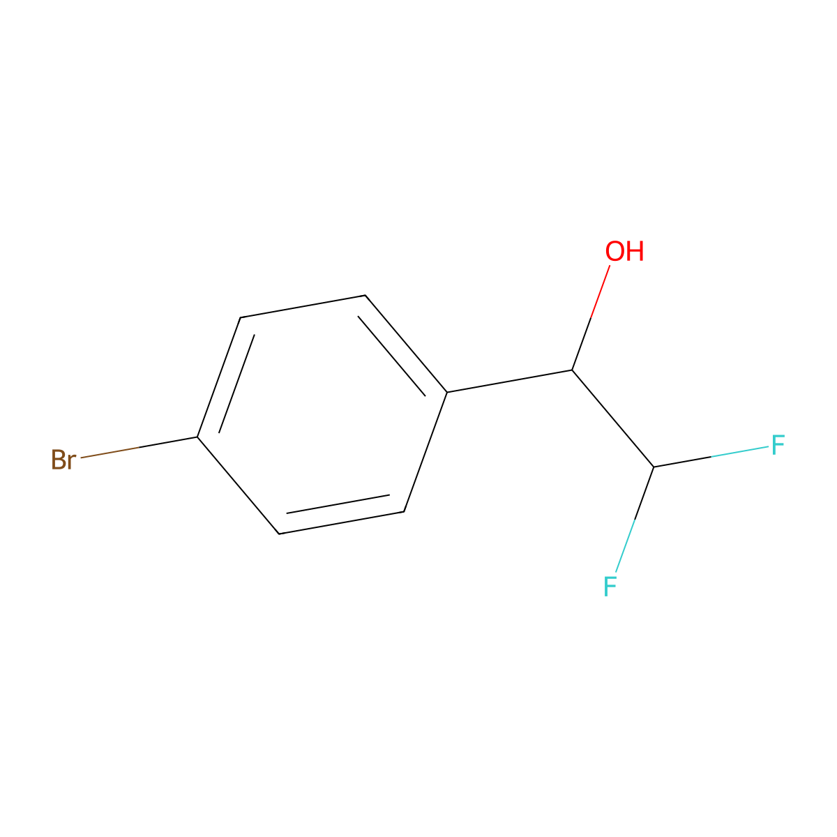 1-(4-Bromophenyl)-2,2-difluoroethan-1-ol molecular structure, CAS 1255706-18-3