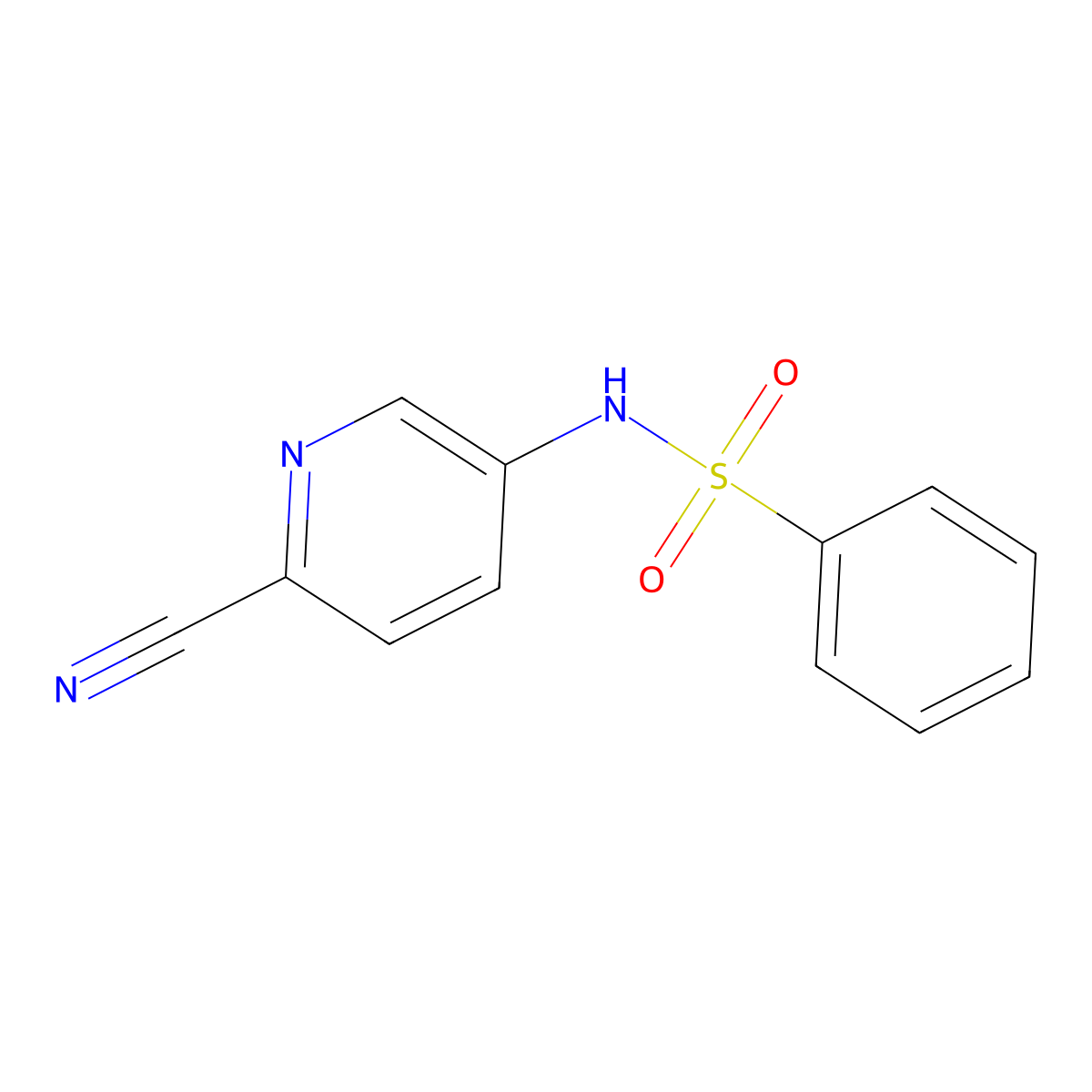 N-(6-cyano-3-pyridinyl)benzenesulfonamide molecular structure, CAS 1255716-67-6