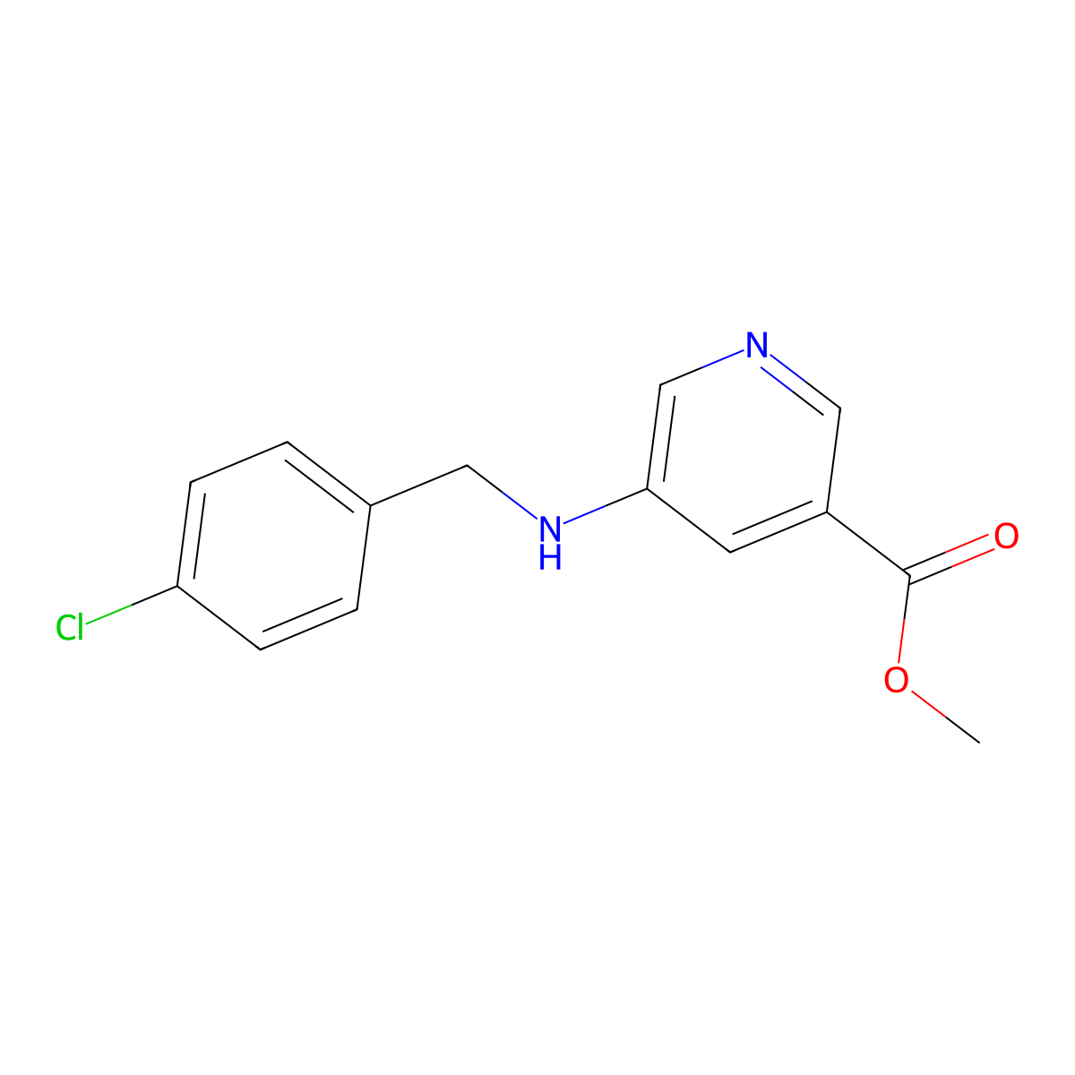 Methyl 5-((4-chlorobenzyl)amino)nicotinate molecular structure, CAS 1255716-80-3