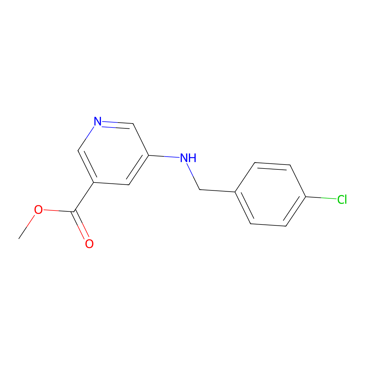 Methyl 5-((4-chlorobenzyl)amino)nicotinate molecular structure, CAS 1255716-80-3