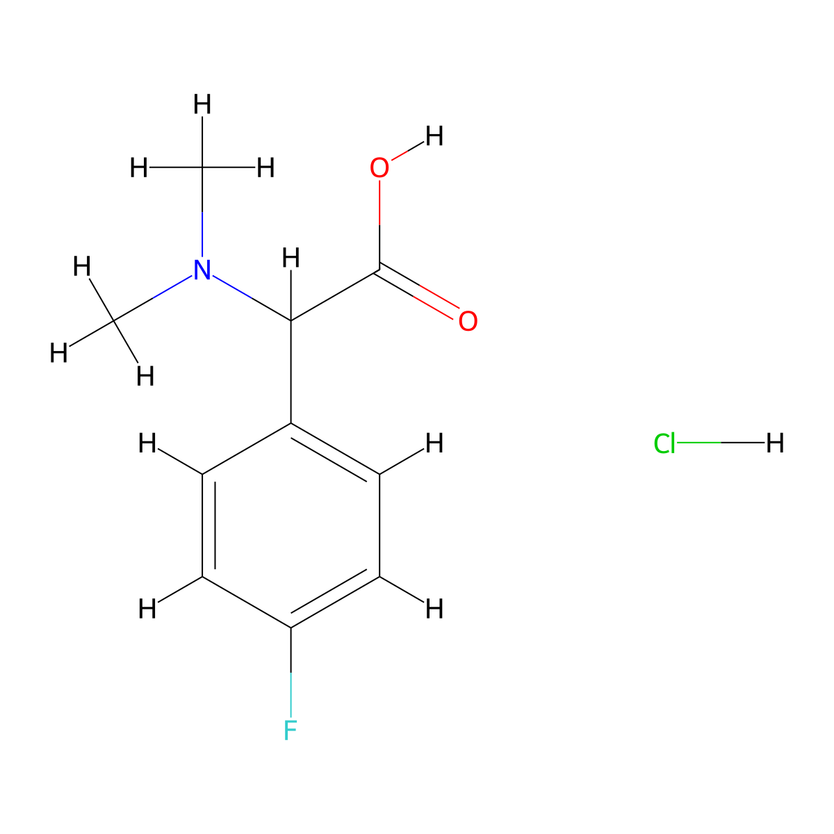 (Dimethylamino)(4-fluorophenyl)acetic acid hydrochloride molecular structure, CAS 1255716-97-2