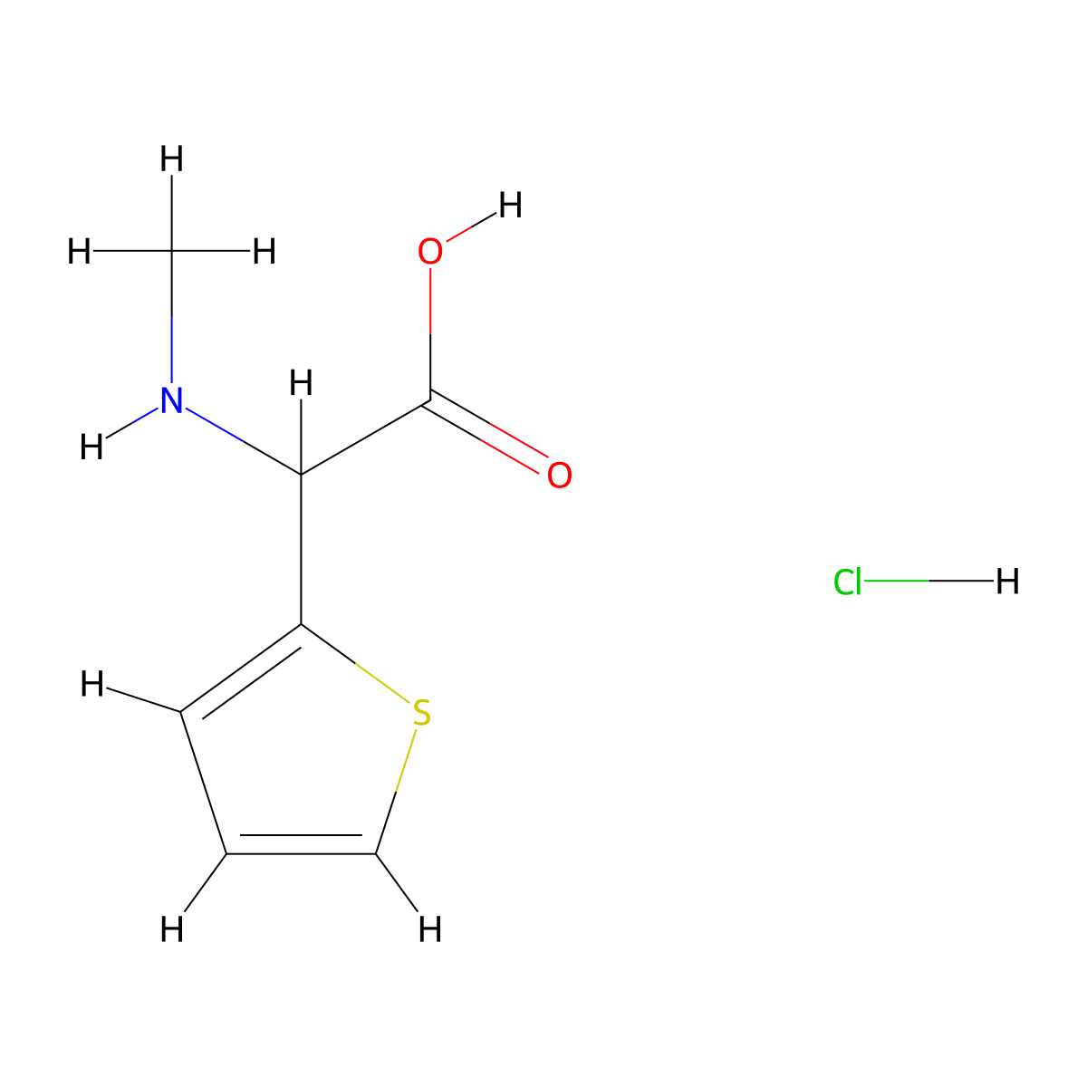 (Methylamino)(2-Thienyl)Acetic Acid Hydrochloride molecular structure, CAS 1255716-98-3