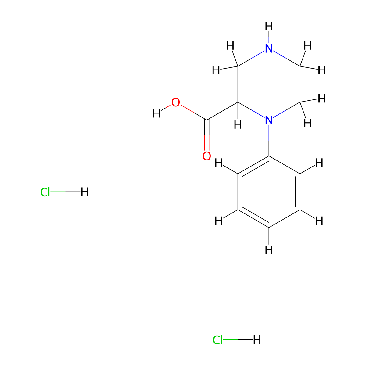 1-Phenyl-piperazine-2-carboxylic acid dihydrochloride molecular structure, CAS 1255717-01-1