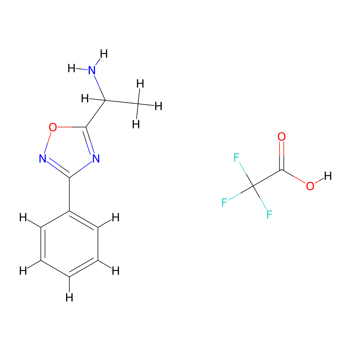 [1-(3-Phenyl-1,2,4-oxadiazol-5-yl)ethyl]amine trifluoroacetate molecular structure, CAS 1255717-05-5