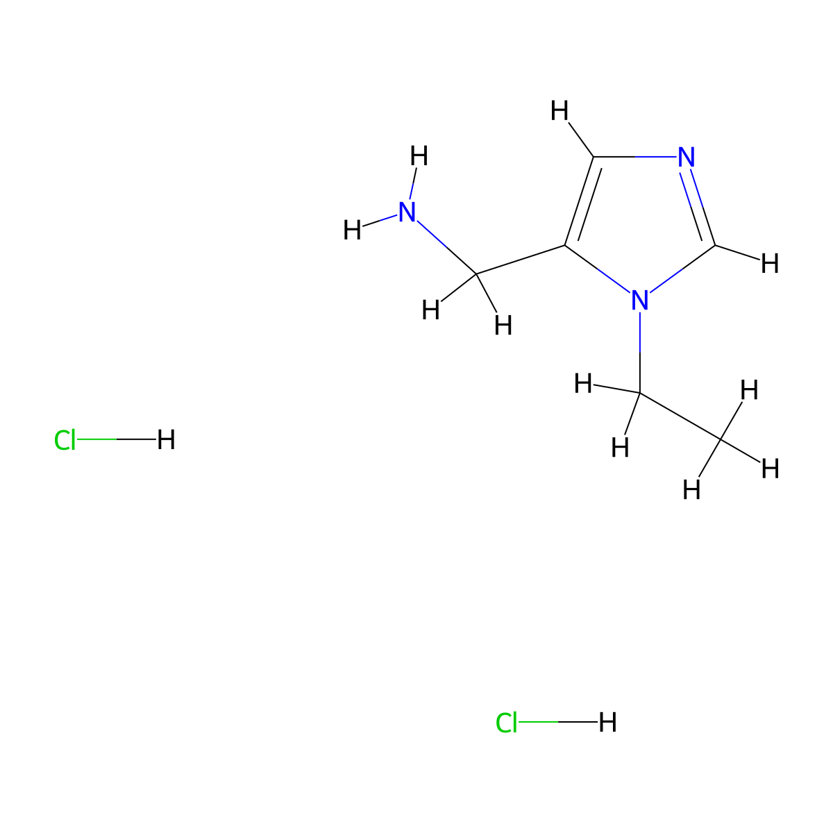 1-(1-ethyl-1H-imidazol-5-yl)methanamine dihydrochloride molecular structure, CAS 1255717-13-5