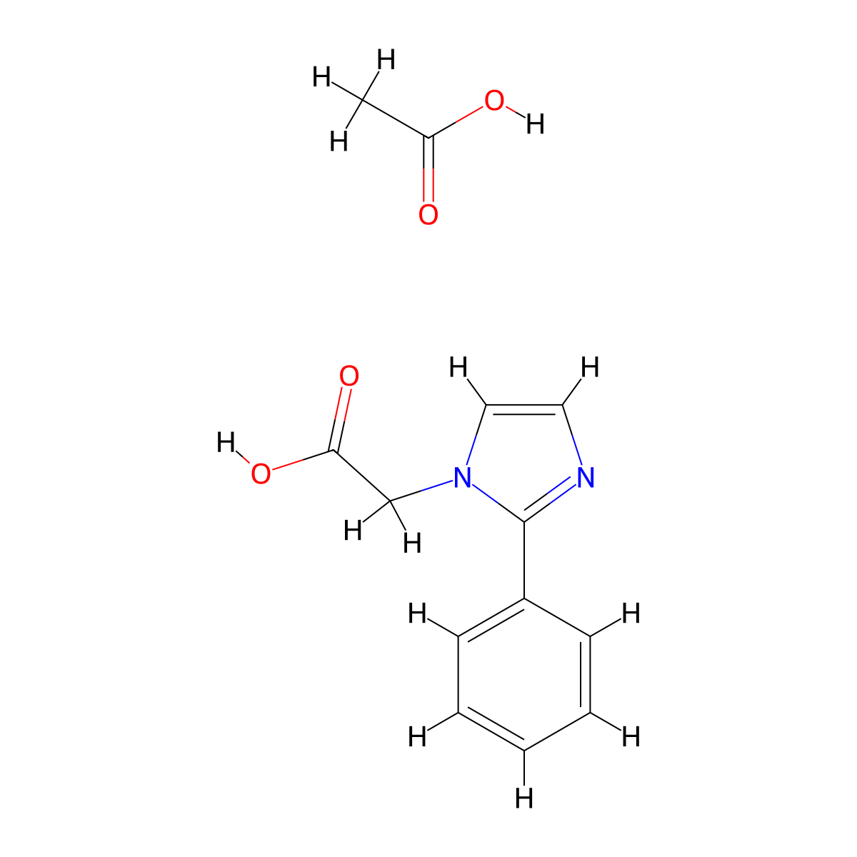 (2-Phenyl-1H-Imidazol-1-Yl)Acetic Acid Acetate molecular structure, CAS 1255717-21-5