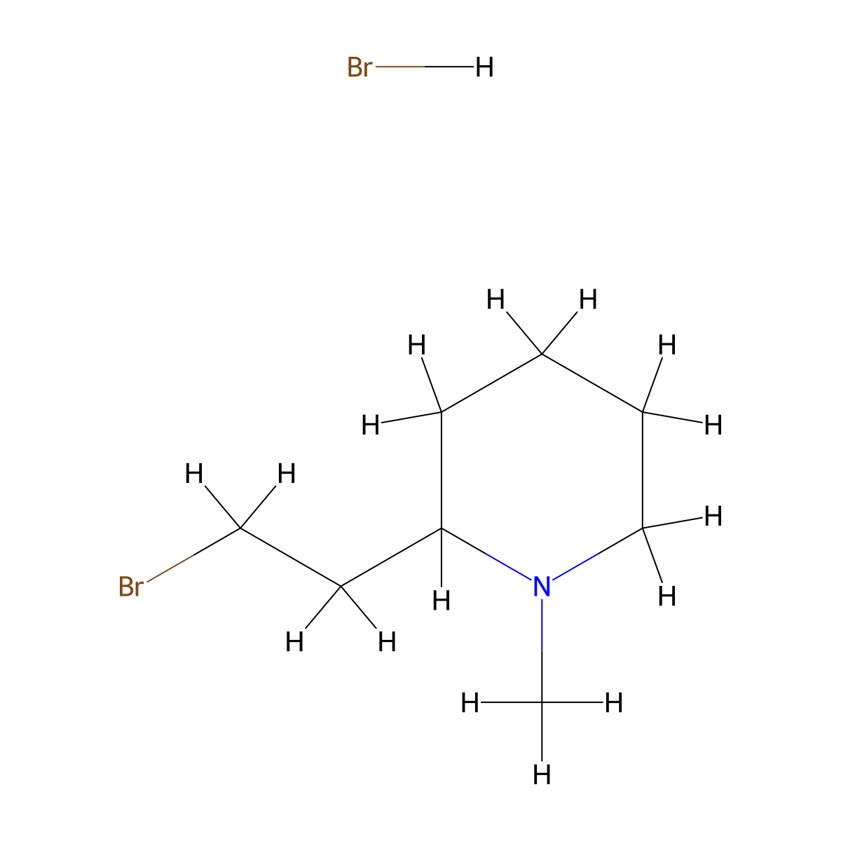 2-(2-Bromoethyl)-1-methylpiperidine hydrobromide molecular structure, CAS 1255717-22-6