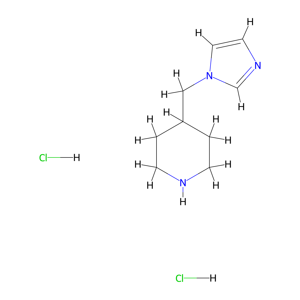 4-(1H-Imidazol-1-ylmethyl)piperidine dihydrochloride molecular structure, CAS 1255717-25-9