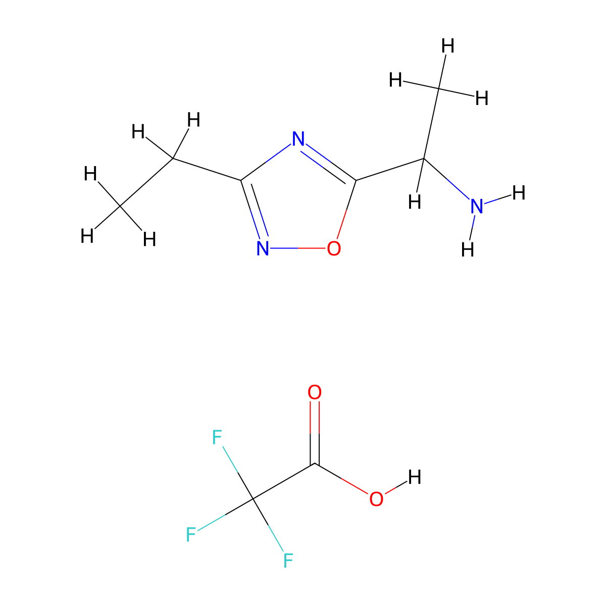 1-(3-Ethyl-1,2,4-oxadiazol-5-yl)ethanamine 2,2,2-trifluoroacetate molecular structure, CAS 1255717-29-3