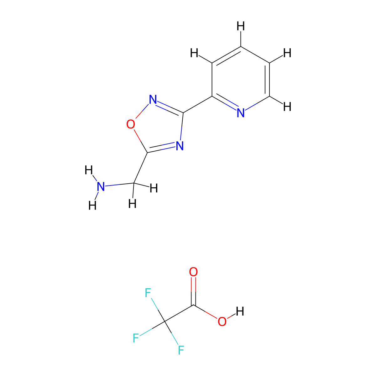 {[3-(2-Pyridinyl)-1,2,4-oxadiazol-5-yl]methyl}amine trifluoroacetate molecular structure, CAS 1255717-30-6