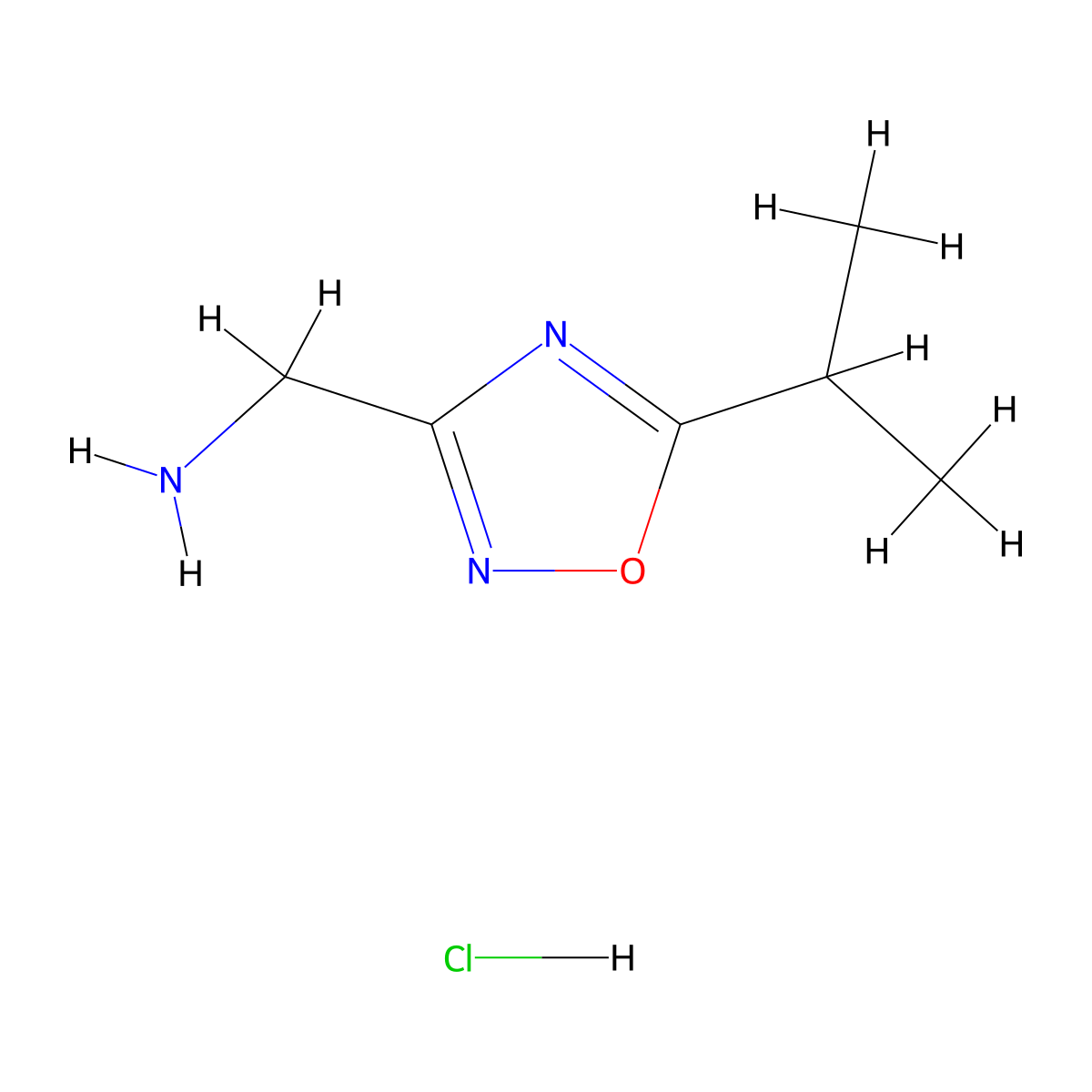 (5-(Propan-2-yl)-1,2,4-oxadiazol-3-yl)methanamine hydrochloride molecular structure, CAS 1255717-36-2