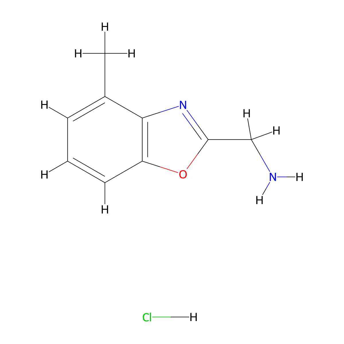 [(4-Methyl-1,3-benzoxazol-2-yl)methyl]amine hydrochloride molecular structure, CAS 1255717-38-4