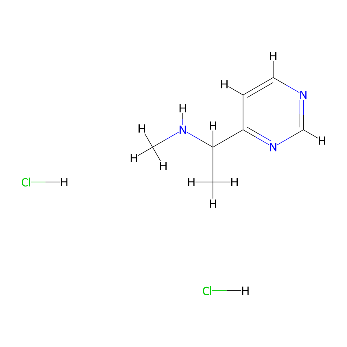 N-Methyl-1-(4-pyrimidinyl)ethanamine dihydrochloride molecular structure, CAS 1255717-40-8