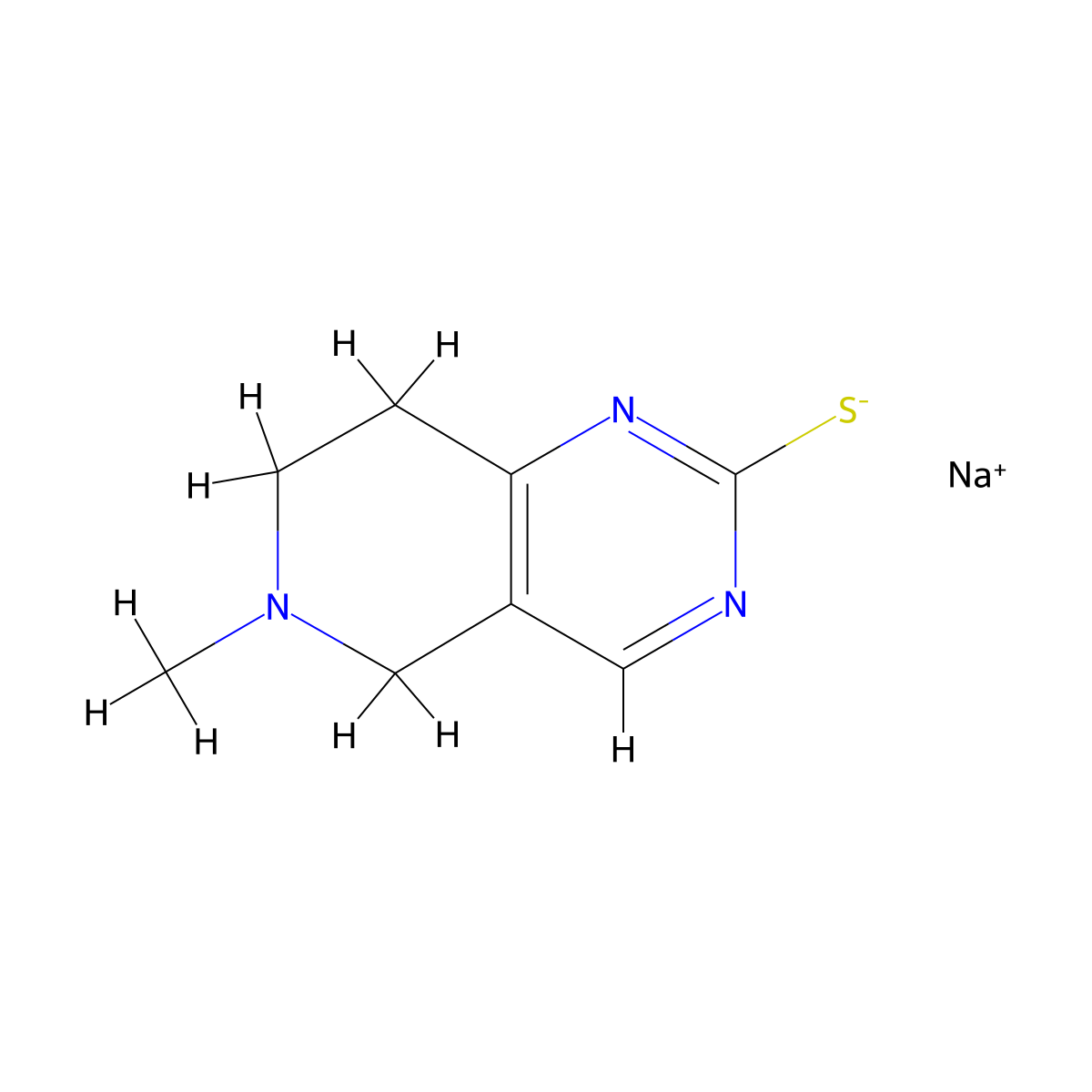 Sodium 6-methyl-5,6,7,8-tetrahydropyrido[4,3-d]pyrimidine-2-thiolate molecular structure, CAS 1255717-42-0