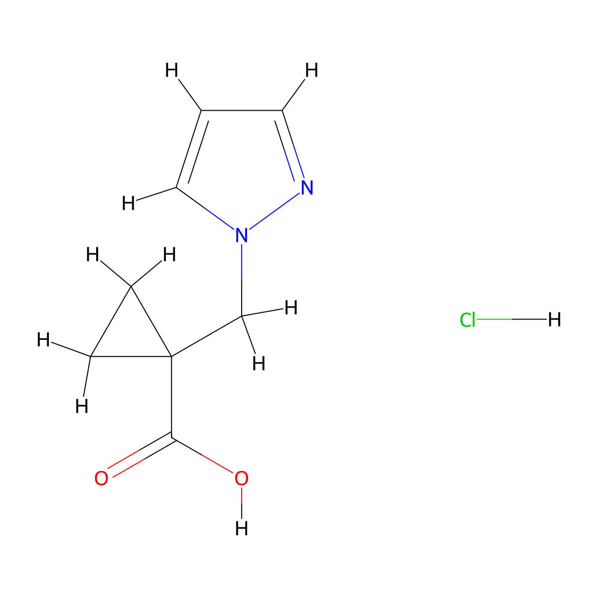 1-(1H-Pyrazol-1-ylmethyl)cyclopropanecarboxylic acid hydrochloride molecular structure, CAS 1255717-43-1