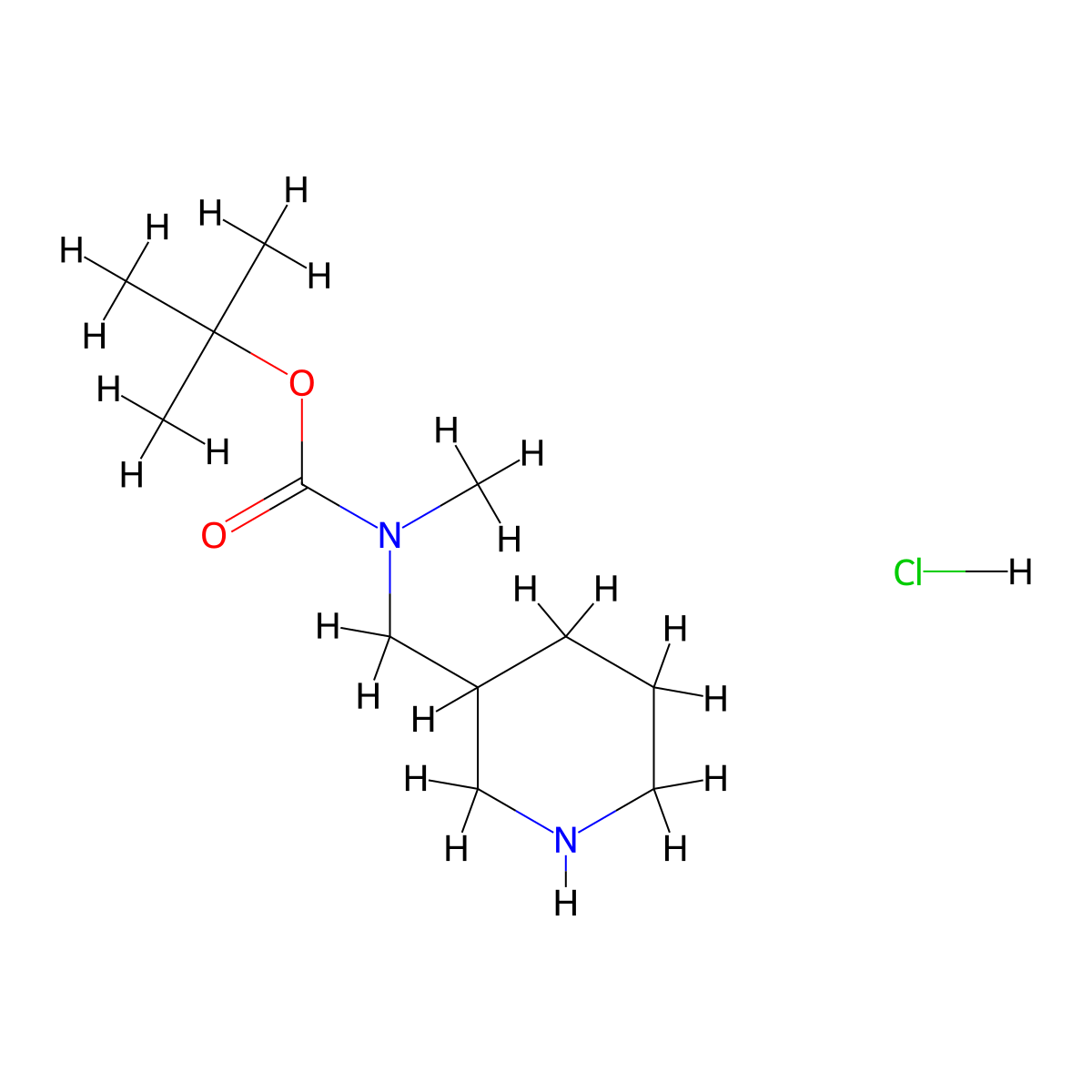 tert-Butyl methyl(3-piperidinylmethyl)carbamate hydrochloride molecular structure, CAS 1255717-45-3