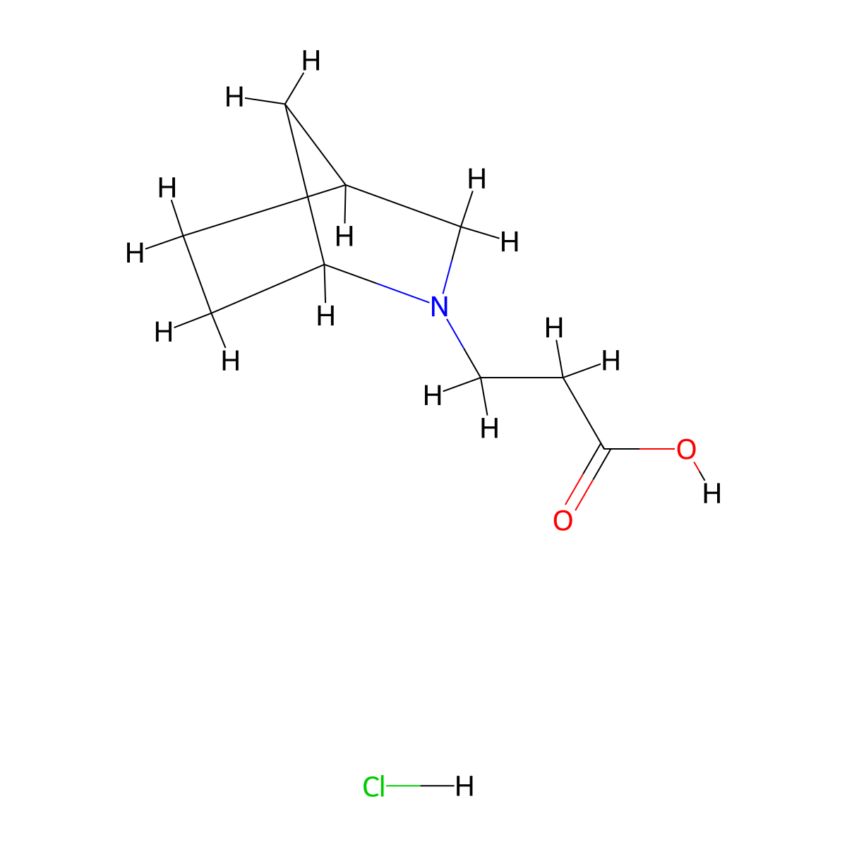 3-(2-Azabicyclo[2.2.1]hept-2-yl)propanoic acid hydrochloride molecular structure, CAS 1255717-51-1
