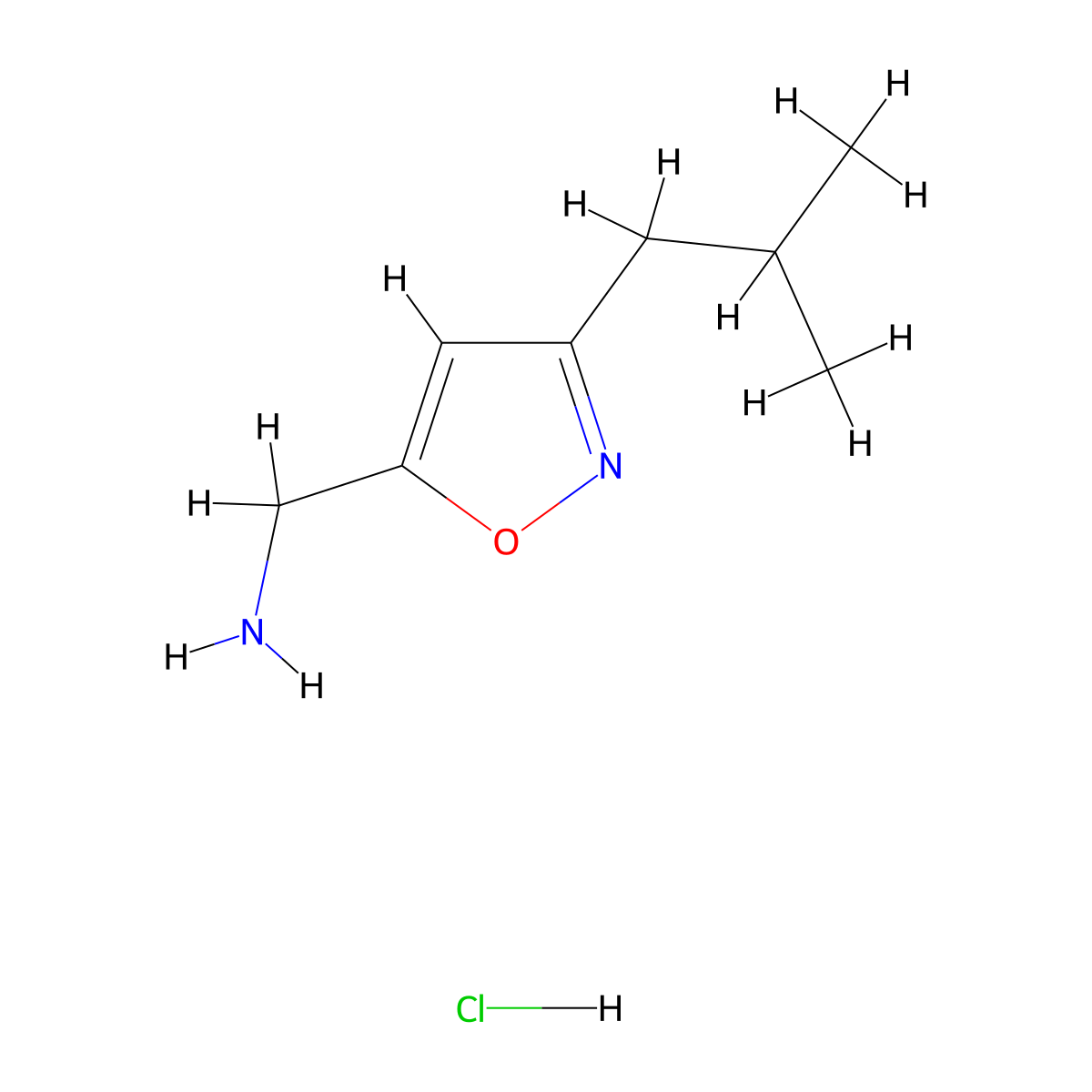 1-[3-(2-Methylpropyl)-1,2-oxazol-5-yl]methanamine hydrochloride molecular structure, CAS 1255717-55-5