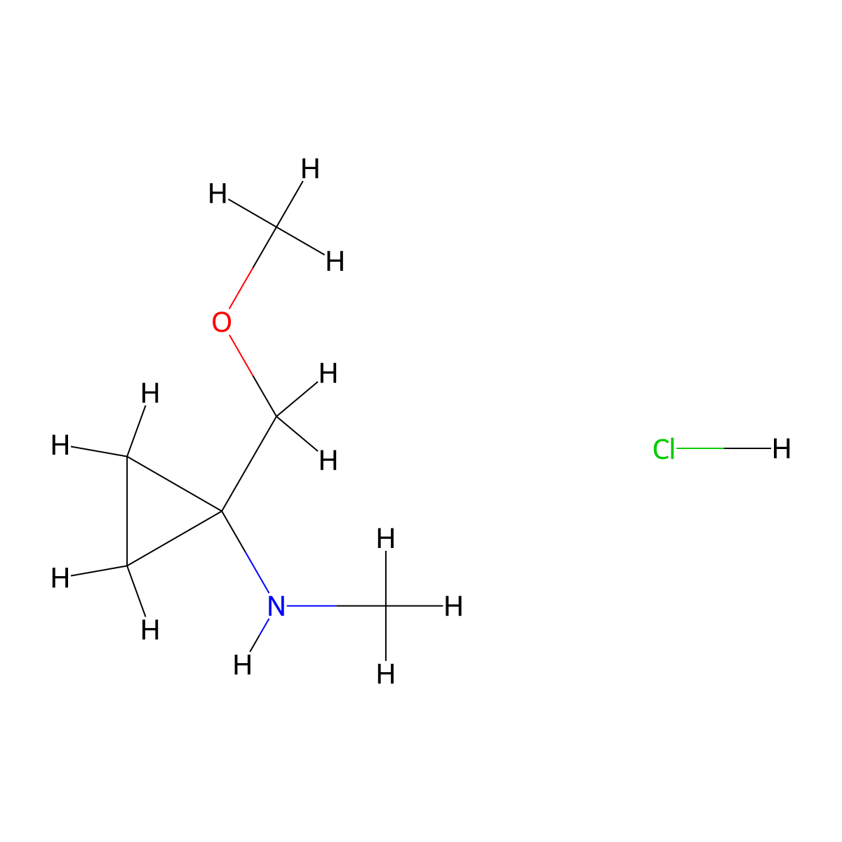 1-(methoxymethyl)-N-methylcyclopropan-1-amine hydrochloride molecular structure, CAS 1255717-61-3