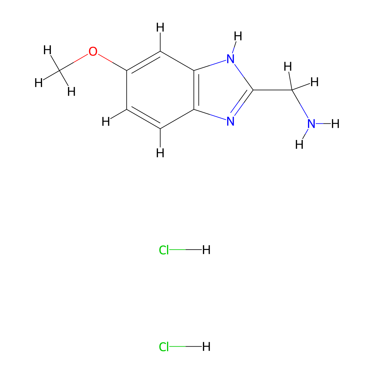 [(5-Methoxy-1H-benzimidazol-2-yl)methyl]amine dihydrochloride molecular structure, CAS 1255717-63-5