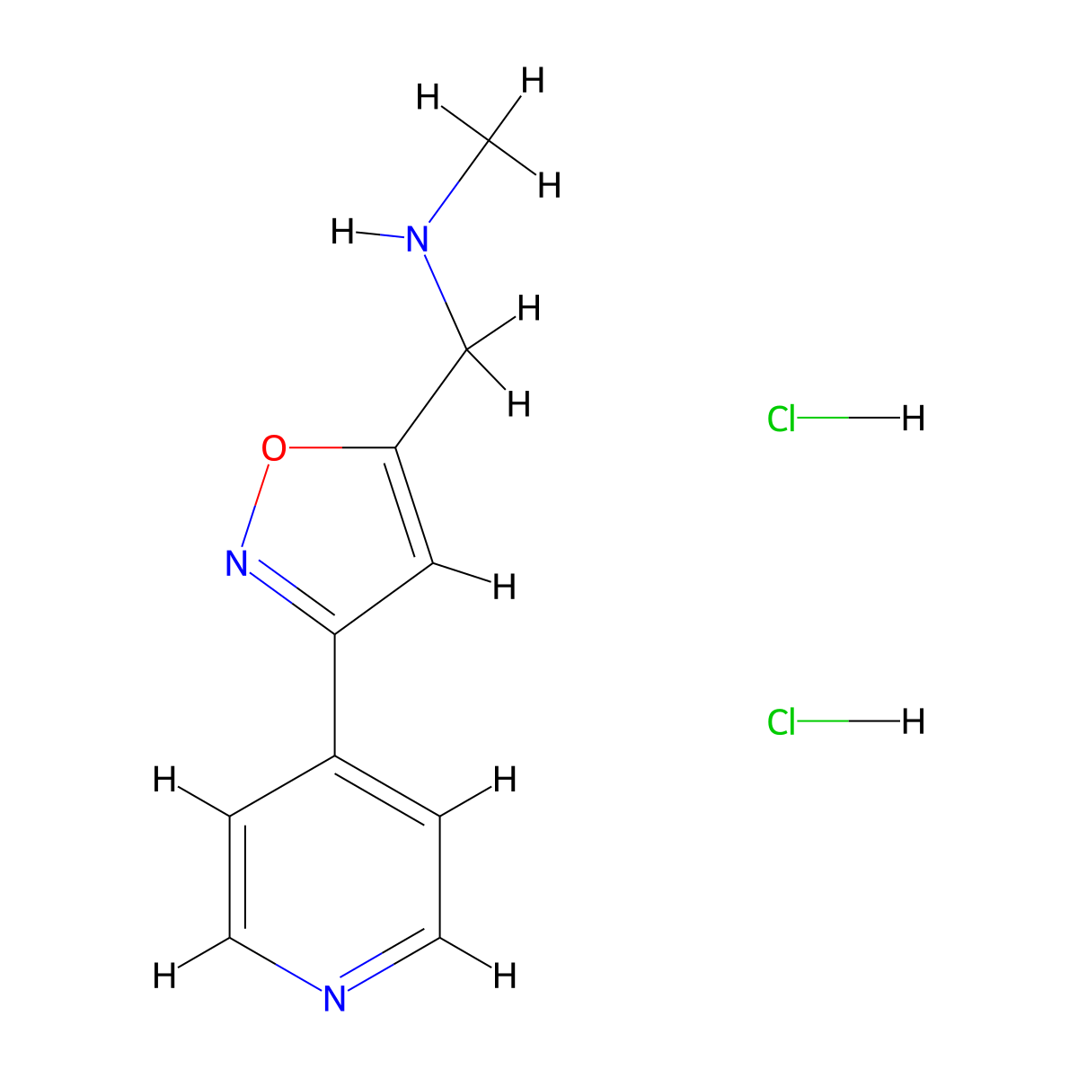 N-Methyl-1-[3-(4-pyridinyl)-5-isoxazolyl]methanamine dihydrochloride molecular structure, CAS 1255717-65-7