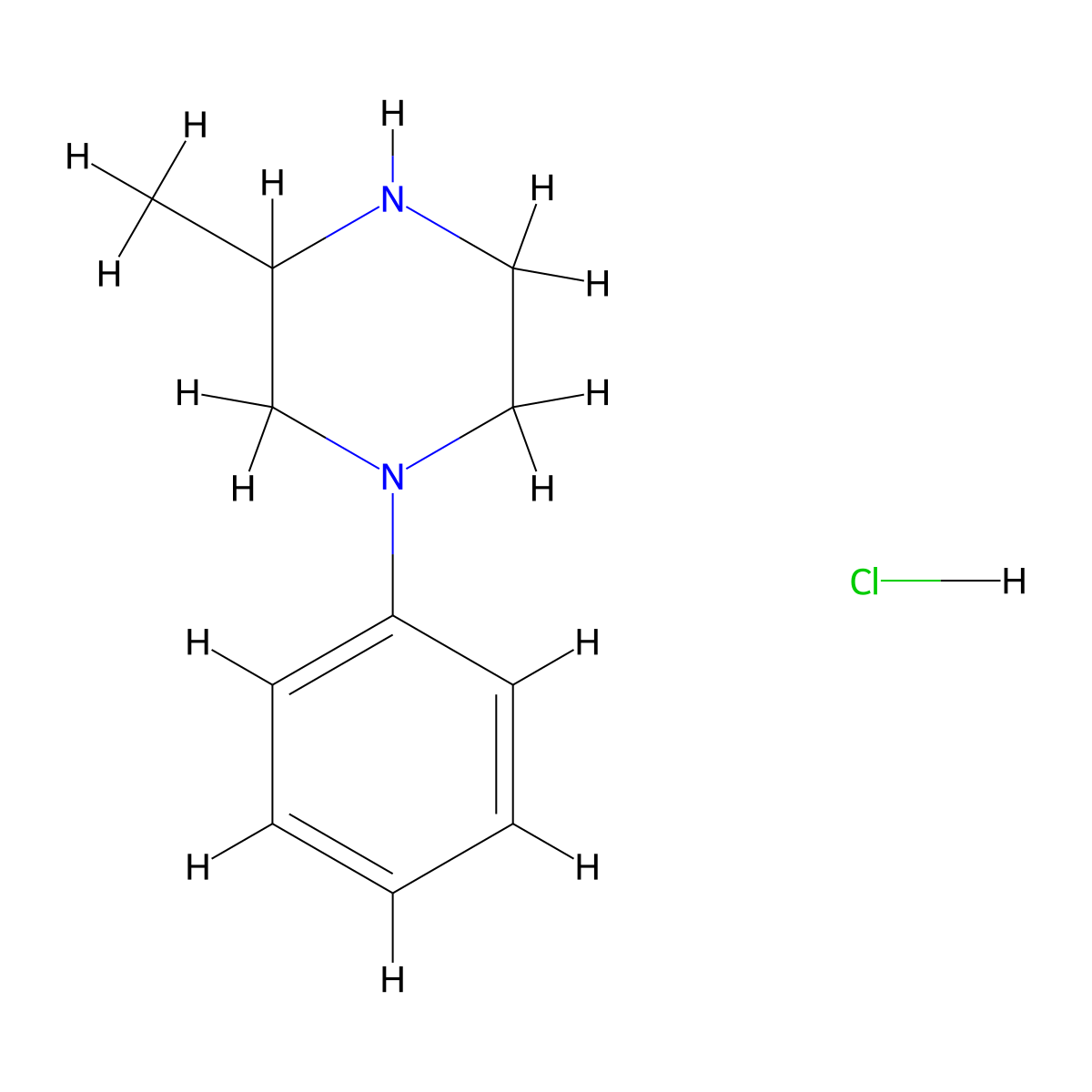 3-Methyl-1-phenylpiperazine hydrochloride molecular structure, CAS 1255717-75-9