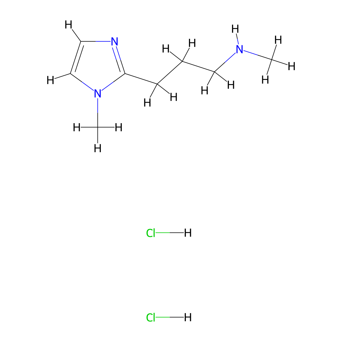 N-Methyl-3-(1-Methyl-1H-Imidazol-2-Yl)Propan-1-Amine Dihydrochloride molecular structure, CAS 1255717-78-2