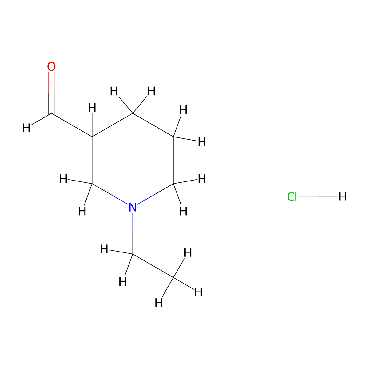 1-Ethylpiperidine-3-Carbaldehyde Hydrochloride molecular structure, CAS 1255717-79-3