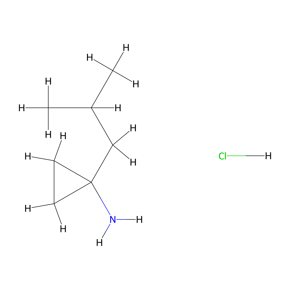 1-(2-Methylpropyl)cyclopropan-1-amine hydrochloride molecular structure, CAS 1255717-83-9