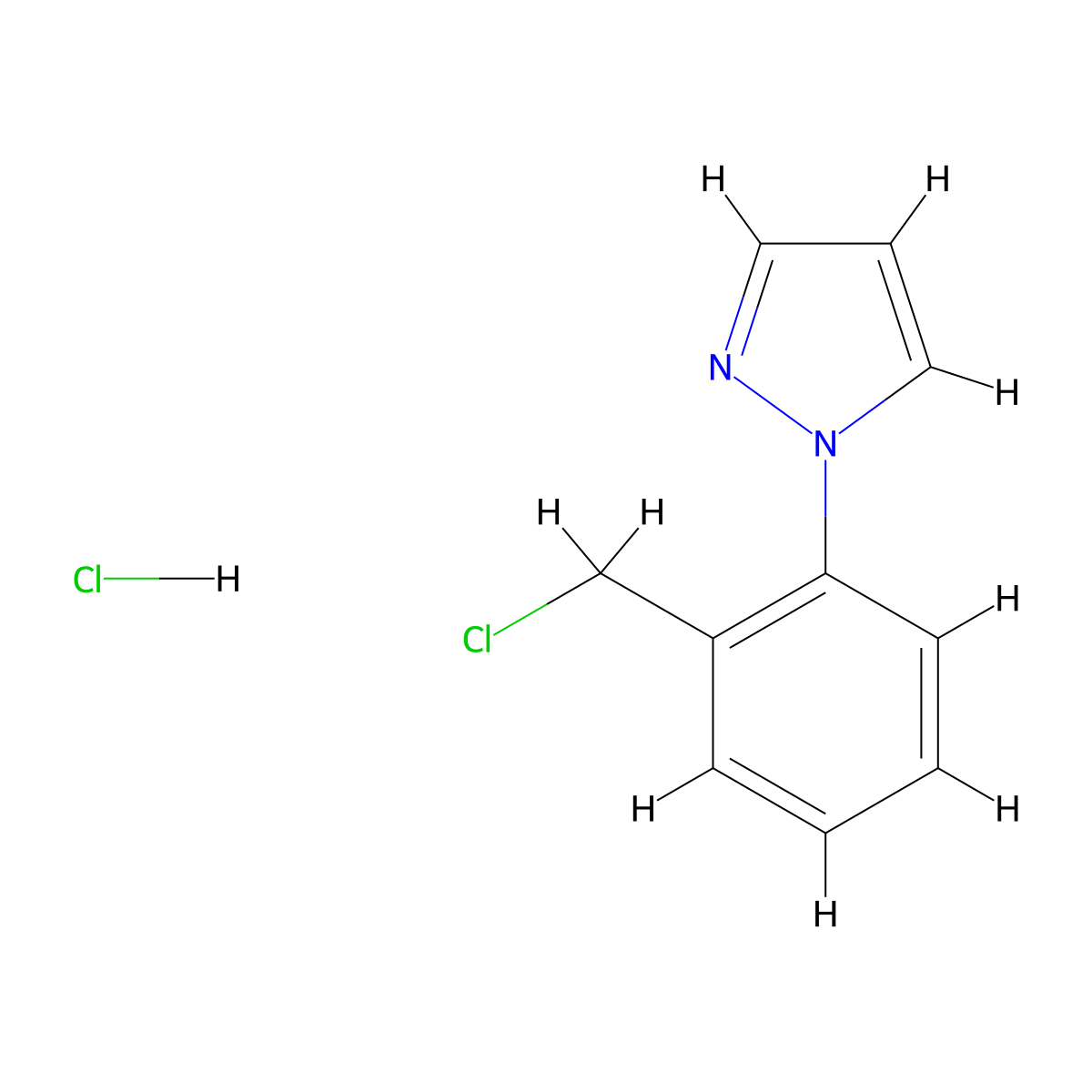 1-[2-(Chloromethyl)phenyl]-1H-pyrazole hydrochloride molecular structure, CAS 1255717-84-0